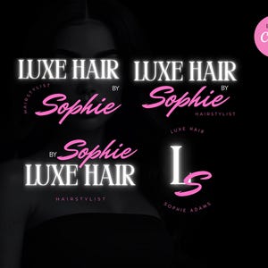 ヘアロゴデザイン ヘアスタイリストビジネスロゴ ヘアバンドルロゴテンプレート ヘアラッシュブレイドロゴデザイン Canva
