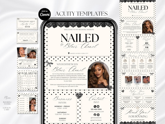 Nail Tech Acuity Scheduling Template Nail Website Nail Tech Acuity Booking Site Template Nails Acuity Nail Salon Cream Scheduling Page Canva