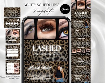 Lash Tech Acuity Scheduling Template Lash Website Lash Acuity Booking Site Template Lash Scheduling Page Lash Site Canva Cheetah Print