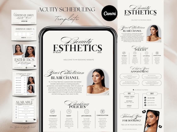 Esthetician Acuity Scheduling Template Esthetician Website Luxury Booking Site Esthetician Canva Templates