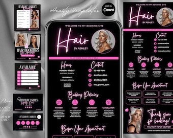 Hair Acuity Scheduling Template, Pink Lash Custom Website, Barbie Booking Site, Hair stylist, Nail tech, Lash tech, Braider, Canva Template