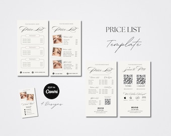 Lash Bundle Price List Template Hair Price List Flyer Salon Pricelist Sheet Canva Pricing Flyer Pay Scan Sign Payment QR Code Pricing List