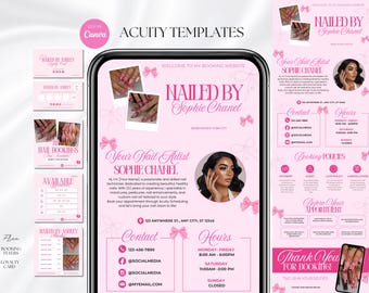 Modèle de planification d'ongles, site Web personnalisé pour ongles roses, site de réservation d'ongles, coiffeur, technique de manucure, technique de cils, tresse, modèle canva