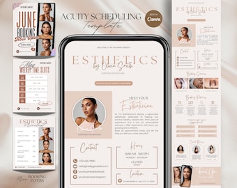 Editable Esthetician Acuity Scheduling Template for Online Bookings, Boho Custom Website, Booking Site Canva Templates for Lash Nail Tech