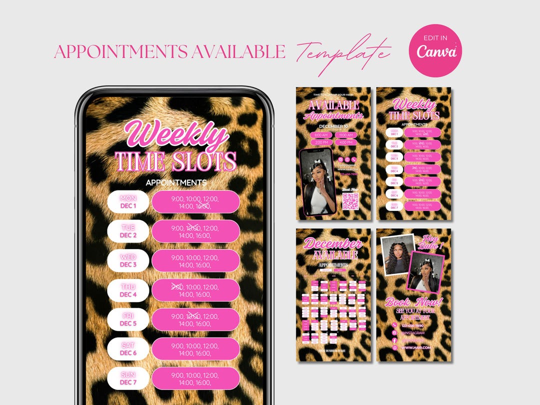 Weekly Available Appointments Template Nail Instagram Story Weekly