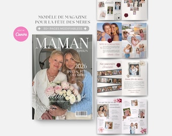 Modèle de magazine fête des mères pour maman Couverture de magazine en toile Modèle d'anniversaire Cadeau personnalisé pour maman Cadeau souvenir Cadeau pour maman