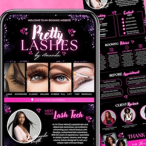 Black Pink Acuity Scheduling Template Lash Tech Booking Site Template Lash Hair Stylist Makeup Scheduling Template Canva Website Acuity DIY