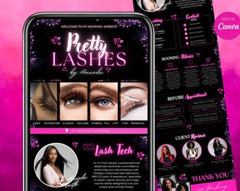 Schwarz Rosa Acuity Scheduling Template Lash Tech Book Template Lash Hair Stylist Makeup Scheduling Template Canva Website Acuity DIY
