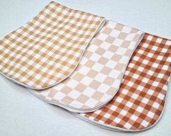 BURP CLOTH SET of 3 | Neutral Gingham – Stylish and Practical Baby Shower Gift