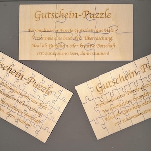 Puzzle-Gutschein aus Holz