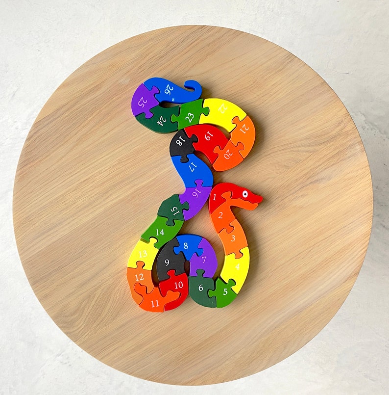 Educational Toy Wooden Snake Colourful Learning Jigsaw Puzzle Wooden