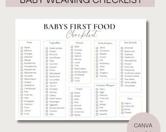 Baby food tracker printable | Solid food tracker | 101 foods before 1 | Baby weaning tracker | Baby led weaning | Baby first food checklist