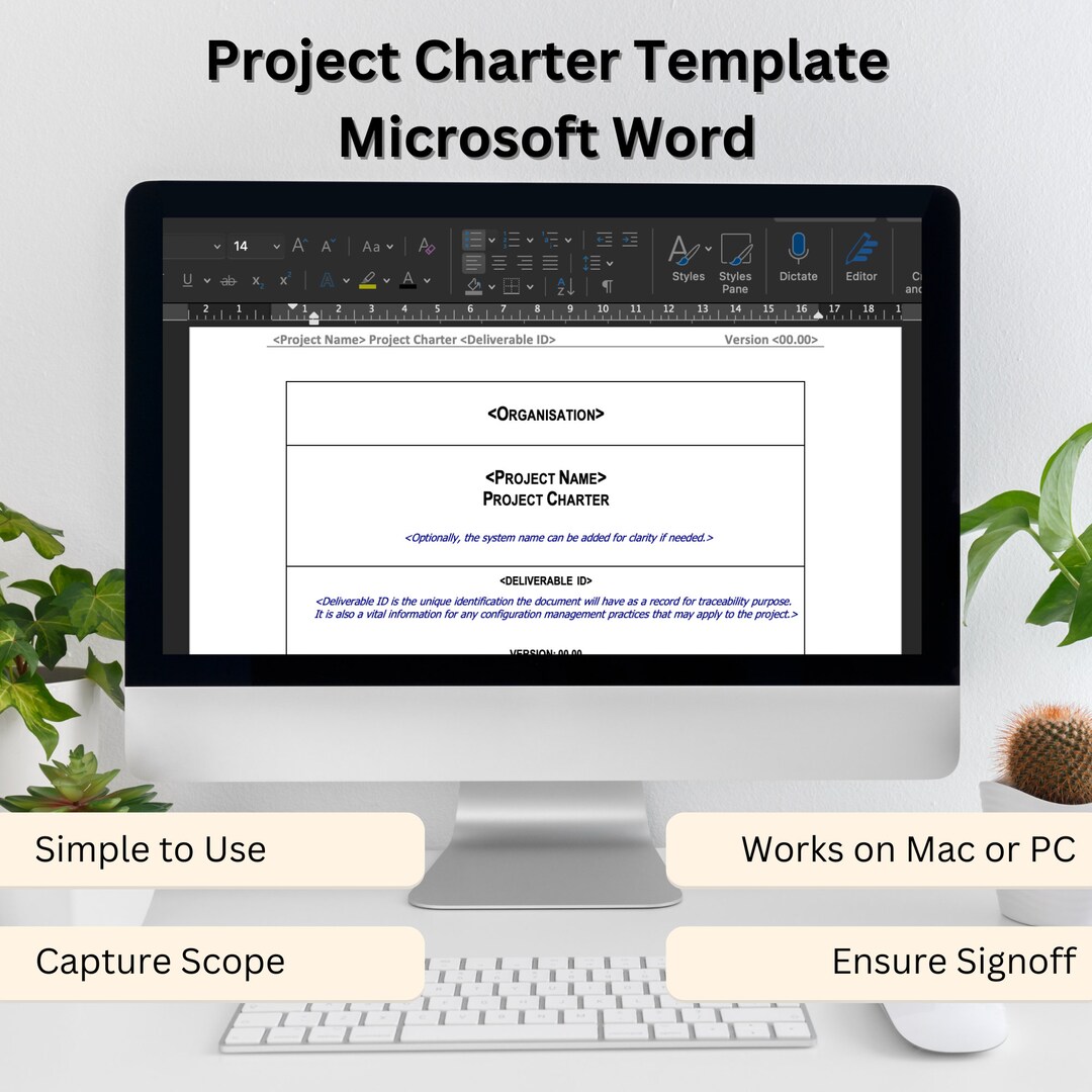 Customisable Project Charter Template | Microsoft Word Download - Etsy