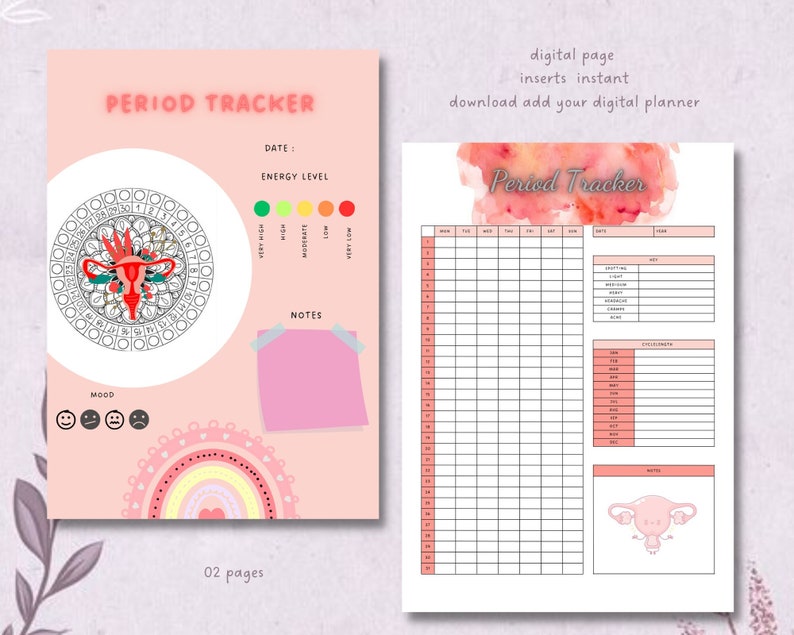 Printable Period Tracker Menstruation Tracker Cycle Length Ovulation Tracker Period Calendar ...
