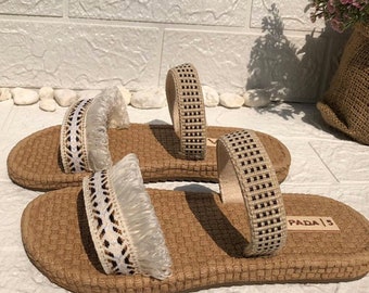 Hand knitted sandals