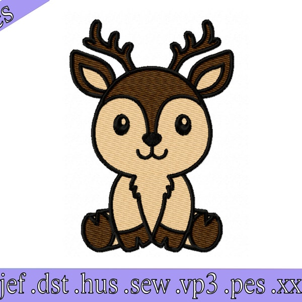 Minimalist baby deer embroidery design, embroidery designs in 3 sizes, instant download