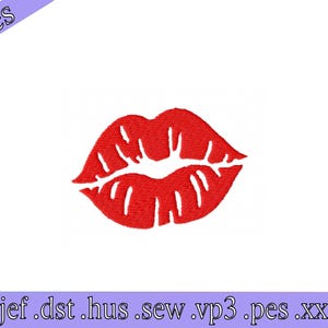 Red lips mashine embroidery design, embroidery design file, 3 sizes, instant download, big size