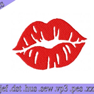 Red lips mashine embroidery design, embroidery design file, 3 sizes, instant download