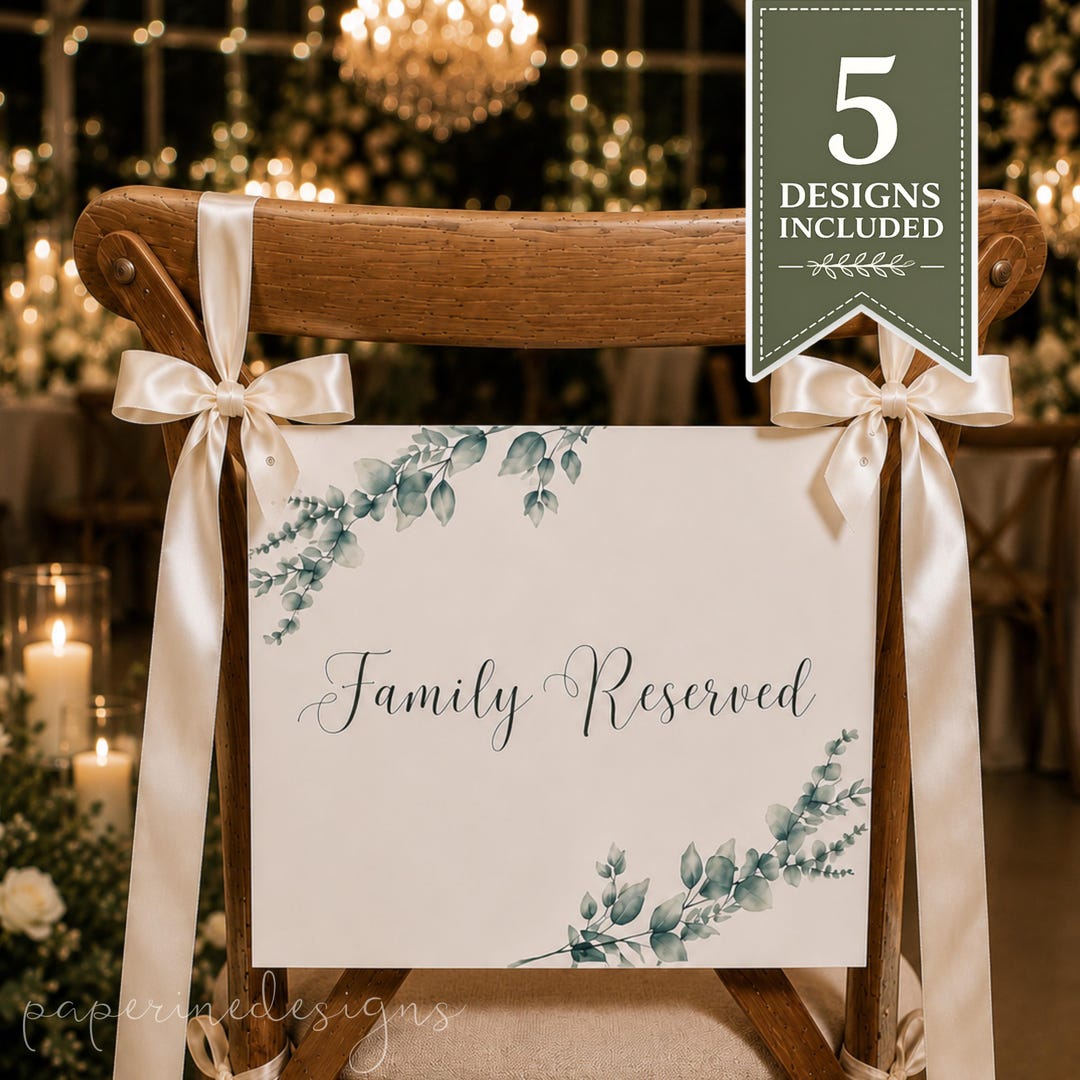 Reserved Seating Chair Signs Printable, Minimal Botanical Wedding Signs ...