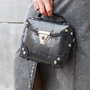 BONDIT. Upcycled Plastic Purse. Black Clutch. VERMEIRE. Black Purse. Rescued Plastic. I Used To Be A Lunch Box! Recycled Crossbody Bag.