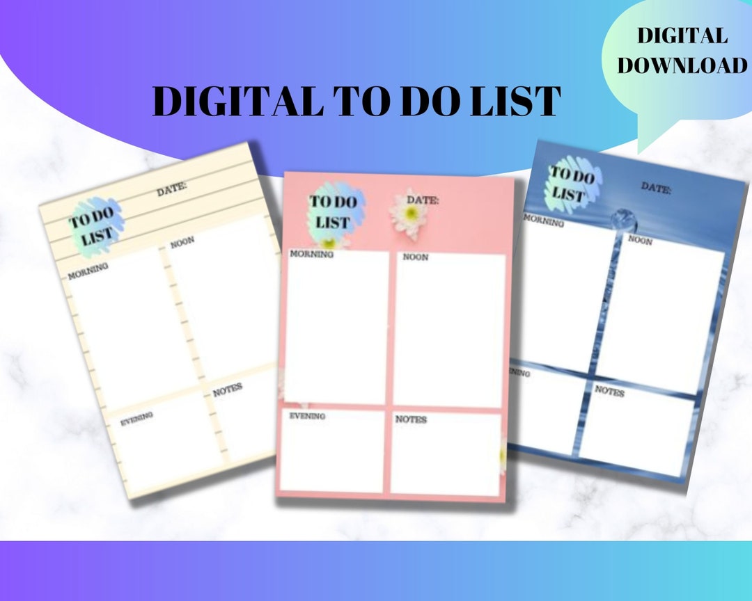 Digital to Do List Printabledaily to Do Listdiary for Etsy