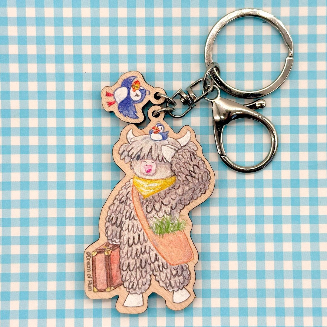 Adorable Angus the Highland Cow and Isla the Puffin Travel Keychain ...