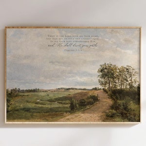 Proverbs 3:5-6 Vintage Landscape Art Print (Digital Download) | Christian Wall Art