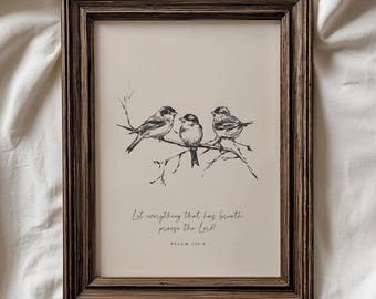 Christian Wall Art - Vintage Neutral Bible Verse Print - Psalm 150:6 (Digital Download)