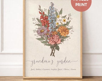 Birth Month Flower Print | Gift for Grandma | Mother's Day Gift (Mailed Print)