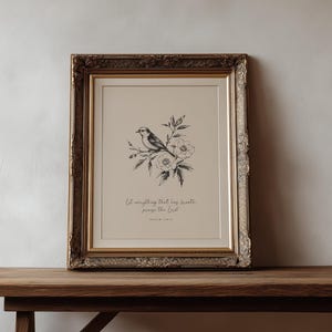 Kristen väggkonst - Vintage neutral bibelverstryck - Psalm 150:6 (digital nedladdning)
