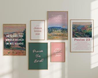 Colorful Christian Art Prints: Bible Verse Gallery Wall Set (Digital Download)