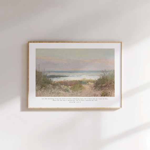 Christian Wall Art | Psalm 143 Vintage Landscape Scripture Art Print (Digital Download)