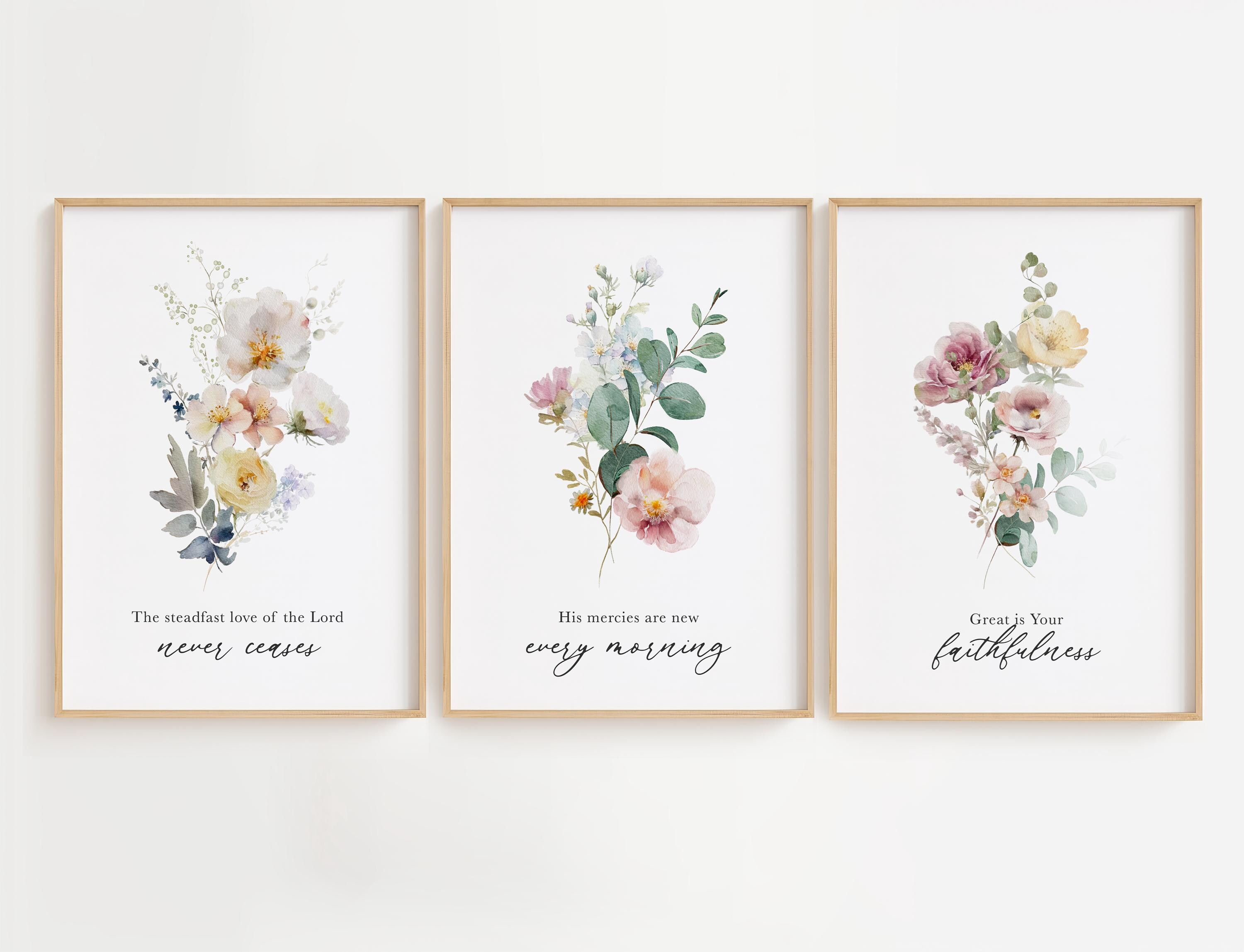 Christian Wall Art: Lamentations 3 Floral Bible Verse Prints (digital ...