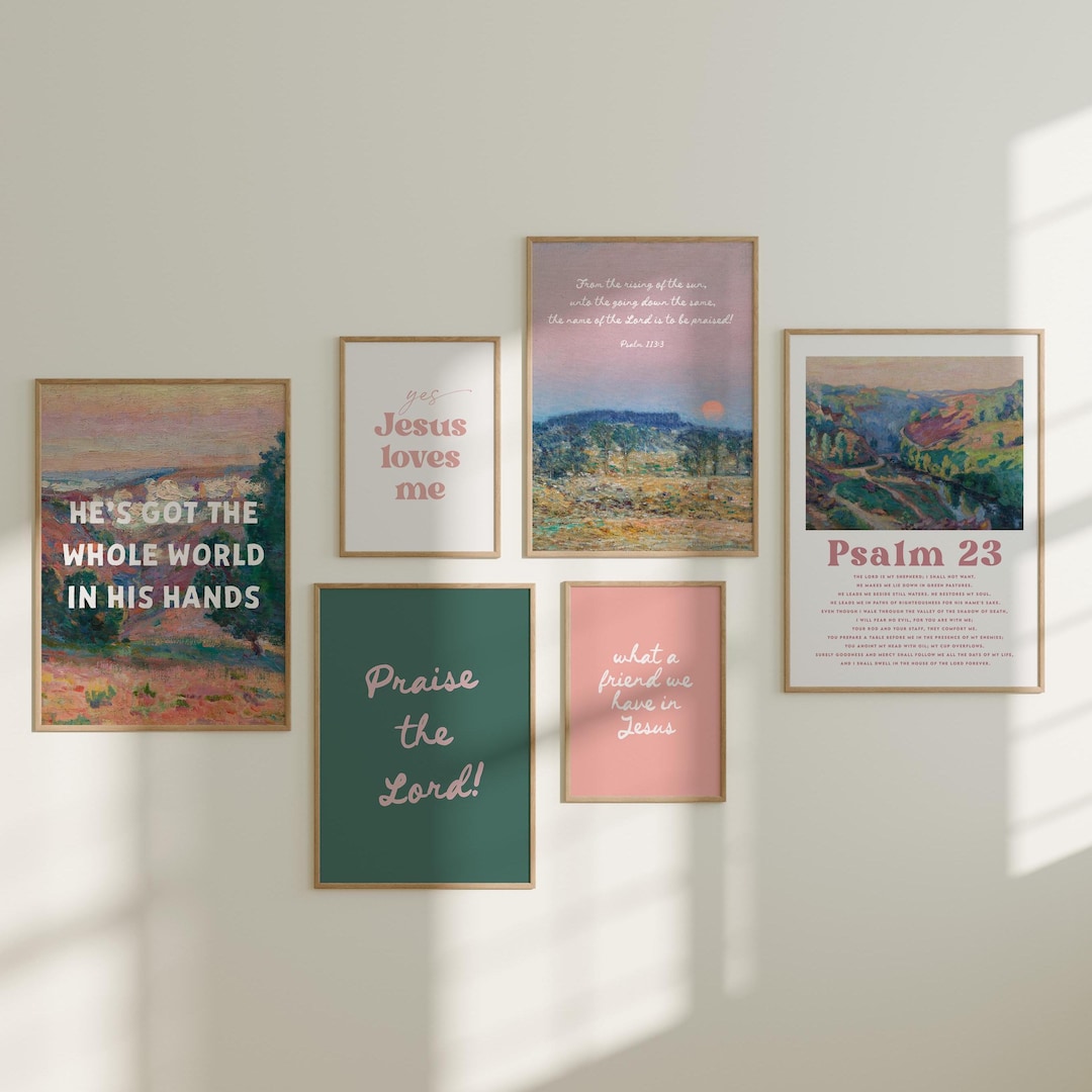Colorful Christian Art Prints: Bible Verse Gallery Wall Set (digital ...
