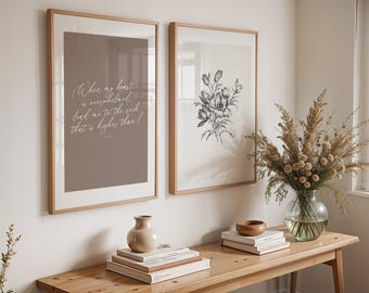 Christian Wall Art - Psalm 61:2 Vintage Floral Art Print Set of Two (Digital Download)