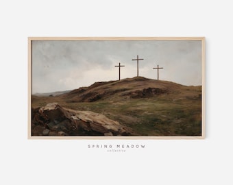 Christian Frame TV Art: Easter Jesus Frame TV Art | Cross of Calvary (Digital Download)