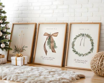 Christian Christmas Wall Art Set of 3 - Scripture Artwork - Isaiah 9 (Digital Download)