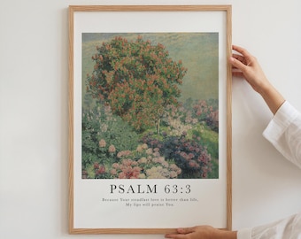 Psalm 63 Vintage Bible Verse Christian Art Print | Christian Wall Printable | Vintage Landscape Art Print | Scripture Art Digital Download