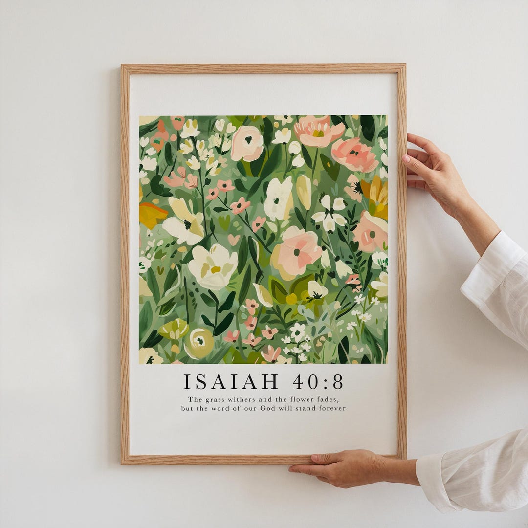 Christian Wall Art - Isaiah 40:8 - Colorful Floral Bible Verse Art ...