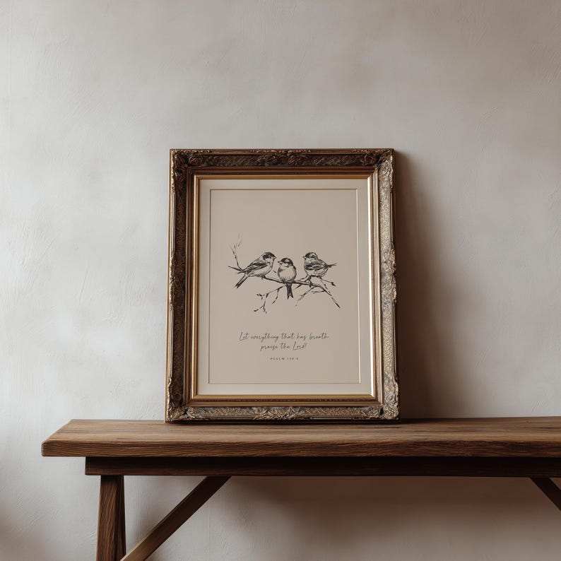 Christian Wall Art - Vintage Neutral Bible Verse Print - Psalm 150:6 (Digital Download) image 4