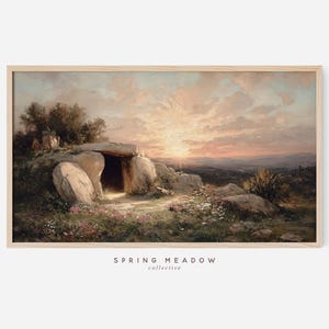 Christian Frame TV Art: Easter Jesus Frame TV Art | He Is Risen | Empty Tomb Art (Digital Download)