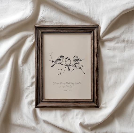 Christian Wall Art - Vintage Neutral Bible Verse Print - Psalm 150:6 (Digital Download)