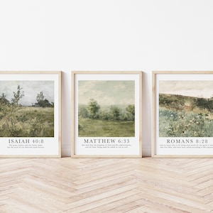 Vintage Bible Verse Art Prints Set: Christian Gallery Wall (Digital Download)