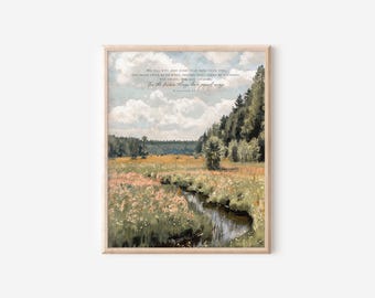 Revelation 21:4 Vintage Landscape Christian Wall Art (Digital Download)