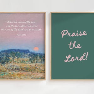 Christian Wall Art | Set of Two: Psalm 113 and Praise the Lord | Bible Verse Wall Art | Scripture Wall Decor Christian Art