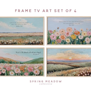 Christian Scripture Art for Samsung Frame TV: Floral Landscape Set (Digital Download)