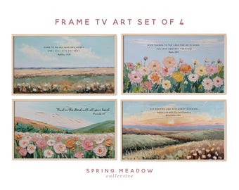 Christian Scripture Art for Samsung Frame TV: Floral Landscape Set (Digital Download)