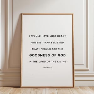 Christian Wall Art Print, Psalm 27:13 Bible Verse Wall Art | Bible Verse Wall Art Printable | Scripture Art Print | Christian Art