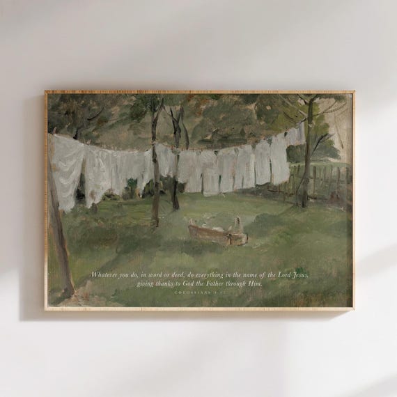 Christian wall art for laundry room - Bible Verse Art Print - Colossians 3:17 (Digital Download)