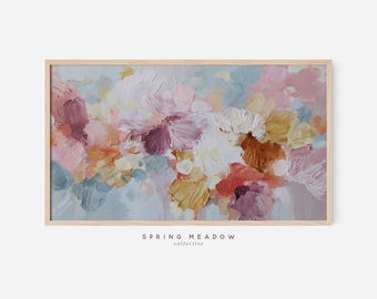 Abstract Floral Frame TV Art | Spring Meadow Painting (Digital Download)